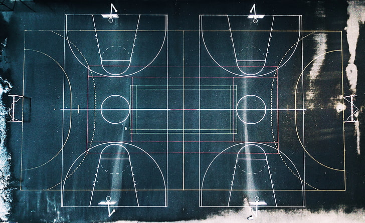 papel de plano de quadra de basquete, quadra de basquete, marcação, geometria, HD papel de parede