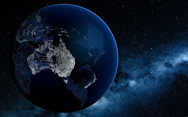 โลกของเราวอลล์เปเปอร์ความคมชัดสูงสีดำโลกดินอวกาศดวงดาวท้องฟ้ากลางคืน, วอลล์เปเปอร์ HD
