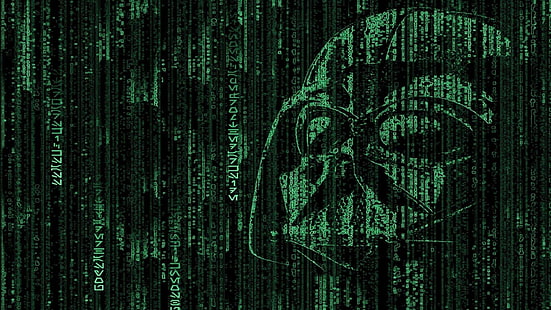 Tapeta cyfrowa Darth Vader, Gwiezdne Wojny, kod, Matrix, Darth Vader, ciemna strona, haker, Tapety HD HD wallpaper