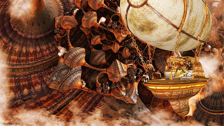 braune Segelboot Tapete, Steampunk, HD-Hintergrundbild