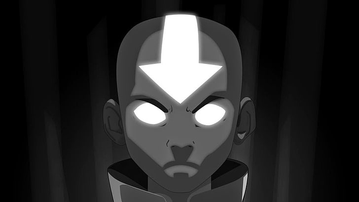 Aang the Avatar illustration、Aang、Avatar：The Last Airbender、angry、monochrome、 HDデスクトップの壁紙