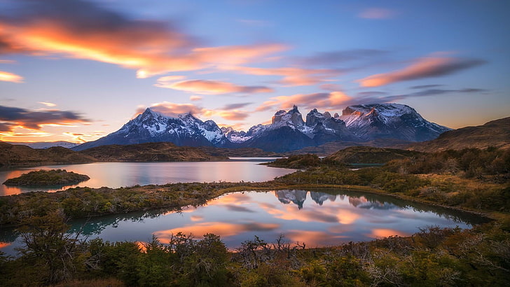 torres del paine, taman nasional, patagonia, Chili, danau, pegunungan, amerika selatan, lanskap, Wallpaper HD
