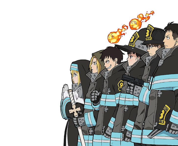 Anime, Fire Force, Akitaru Oubi, Arthur Boyle, Iris (Fire Force), Maki Oze, Shinra Kusakabe, Takehisa Hinawa, HD wallpaper