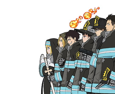 Аниме, Fire Force, Akitaru Oubi, Arthur Boyle, Iris (Fire Force), Maki Oze, Shinra Kusakabe, Takehisa Hinawa, HD тапет HD wallpaper