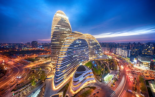 بكين الصين CBD الإبداعي بناء Wangjing سوهو، خلفية HD HD wallpaper