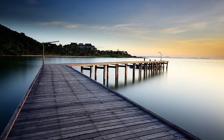 Morning Ocean pier-Nature Scenery HD Wallpaper, HD wallpaper