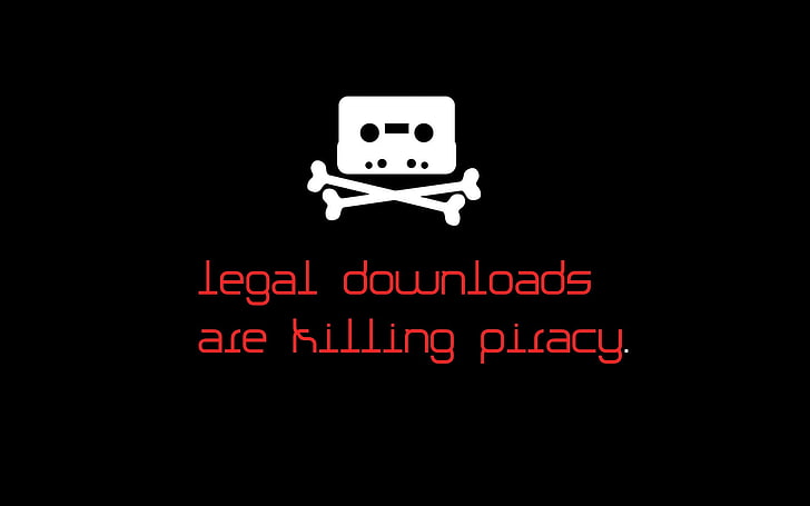 черен фон с легално изтегляне на текст, наслагване, пиратство, компютър, типография, черен фон, текст, хумор, червен, HD тапет