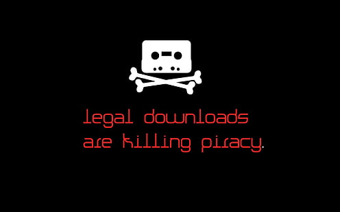 Schwarzer Hintergrund mit legalen Downloads Text-Overlay, Piraterie, Computer, Typografie, schwarzer Hintergrund, Text, Humor, rot, HD-Hintergrundbild HD wallpaper