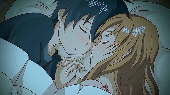 anime art, illustration, sleep, couple, romantic, mangaka, manga, drawing, love, hands, HD wallpaper HD wallpaper