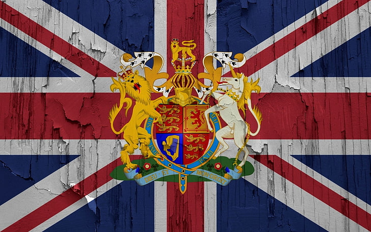 Тапет за флаг на Обединеното кралство, флаг, герб, Великобритания, HD тапет