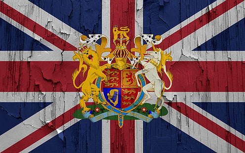 ورق جدران علم المملكة المتحدة ، علم ، معطف من الأسلحة ، المملكة المتحدة، خلفية HD HD wallpaper