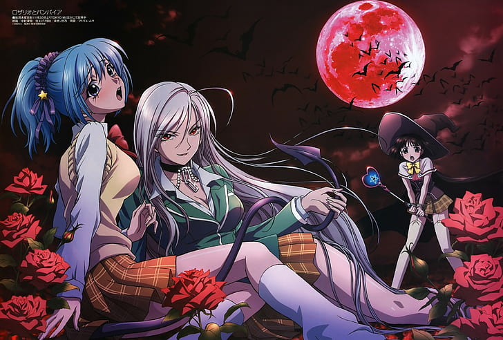 Akashiya Moka, Anime, Anime Girls, Kurono Kurumu, Rosario + Vampir, Sendo Yukari, HD-Hintergrundbild