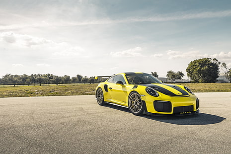 Porsche, Porsche 911 GT2 RS, auto, Porsche 911, Porsche 911 GT2, auto sportiva, veicolo, auto gialla, Sfondo HD HD wallpaper