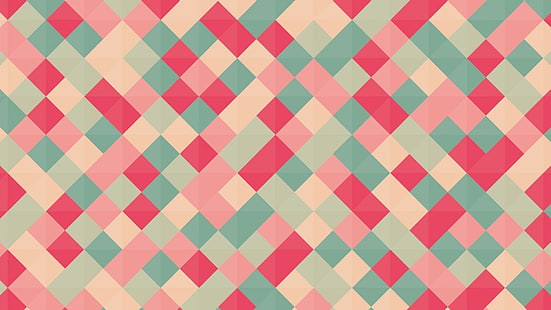 розовый, белый и бирюзовый узор в клетку, фон, розовый, клетка, HD обои HD wallpaper