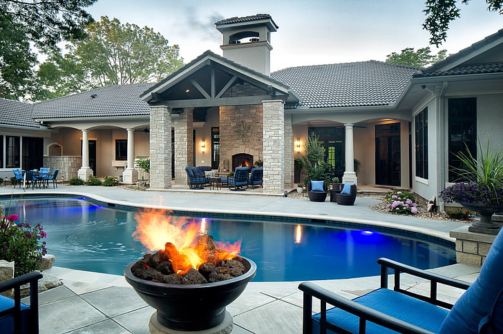 house, Villa, pool, mansion, HD wallpaper