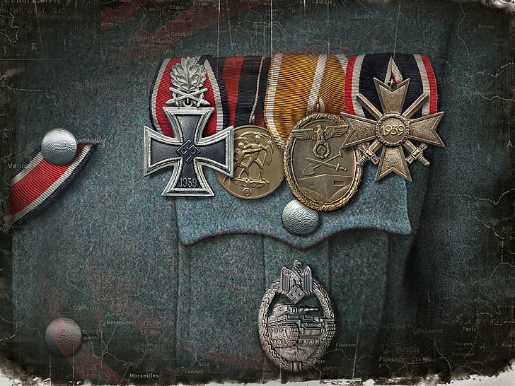 Nazista, nazismo, medaglie, svastica, uniforme, seconda guerra mondiale, croce di ferro, Sfondo HD