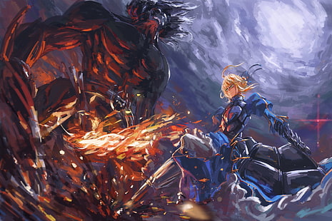 digitale Tapete der männlichen Zeichentrickfigur, Fate / Stay Night, Sabre, Berserker (Fate / Stay Night), HD-Hintergrundbild HD wallpaper