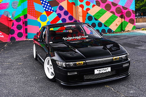 1989, black, cars, modified, nissan, s13, silvia, HD wallpaper HD wallpaper
