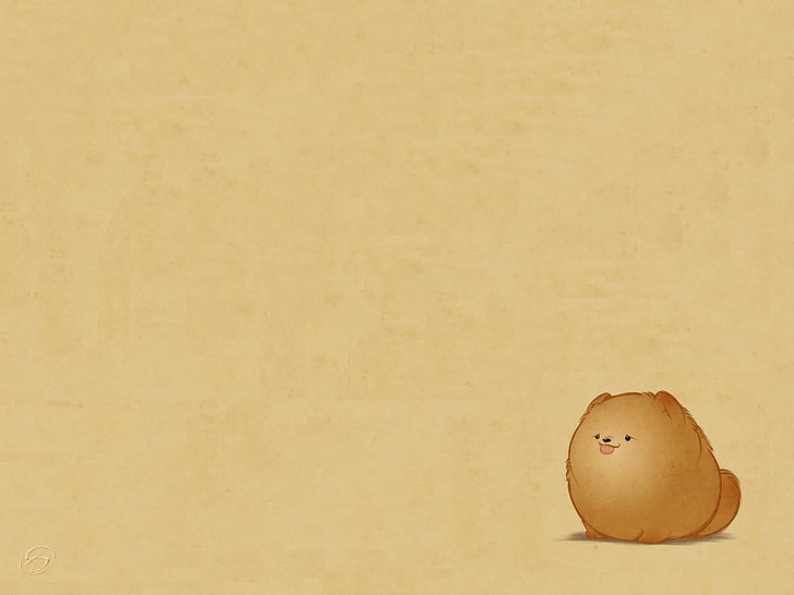 ilustrasi anak anjing coklat, minimalis, Wallpaper HD