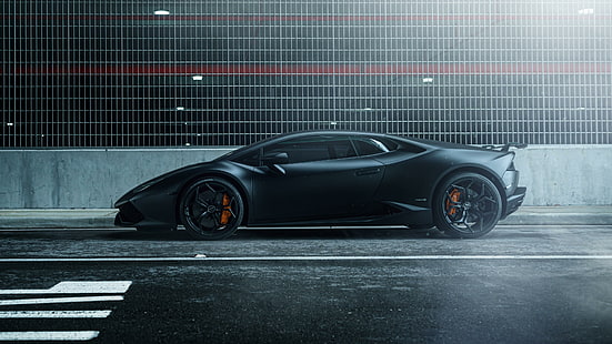 черный автомобиль, автомобиль, спортивный автомобиль, транспортное средство, суперкар, Lamborghini Huracan, Lamborghini, руль, матовый черный, роскошный автомобиль, HD обои HD wallpaper