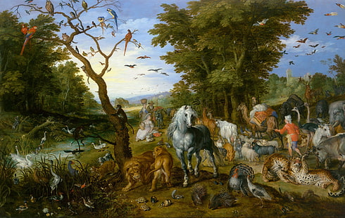 picture, mythology, Jan Brueghel the elder, Noah Gathers the Animals for the Ark, HD wallpaper HD wallpaper