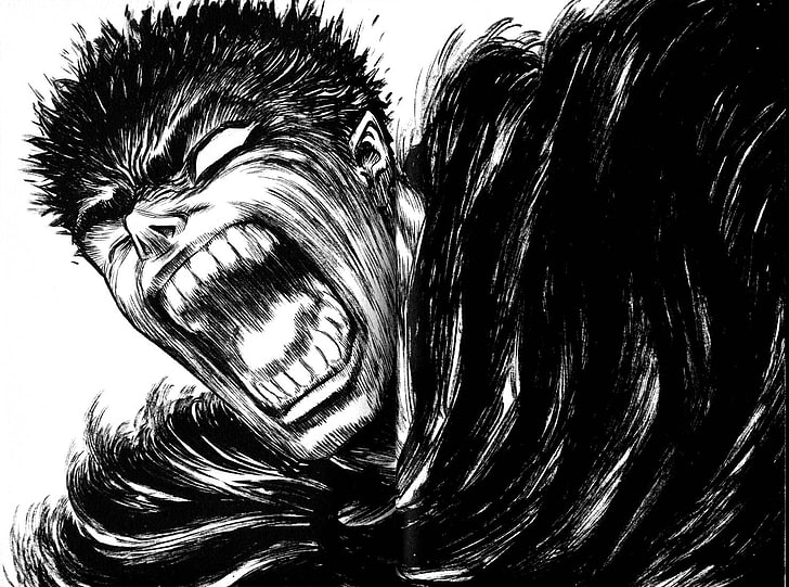 Knurrender Mann Manga-Szene, Berserk, Guts, Kentaro Miura, HD-Hintergrundbild