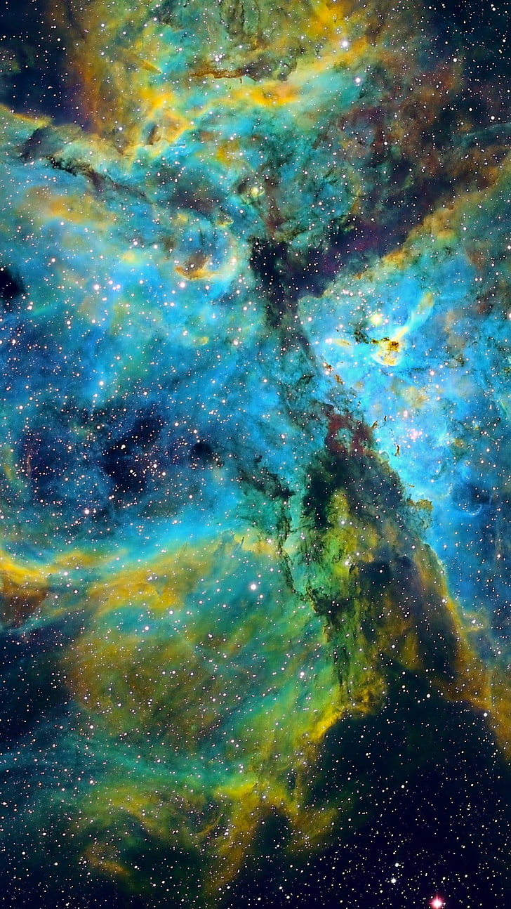 Carina Nebula Space, wallpaper galaksi biru dan kuning, 3D, Space, bintang, biru, langit, nebula, Wallpaper HD, wallpaper seluler