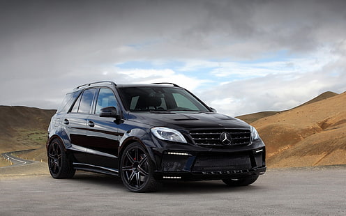 schwarzer Mercedes-Benz SUV, Mercedes-Benz, schwarze Autos, Mercedes-Benz ML 63, Auto, HD-Hintergrundbild HD wallpaper