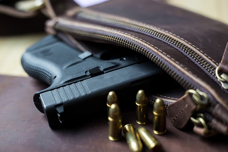 Glock, 9mm, ammunition, handbag, HD wallpaper