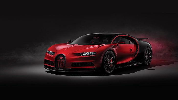 красный и черный Bugatti Chiron, Bugatti Chiron Sport, Bugatti, суперкары, авто, HD обои