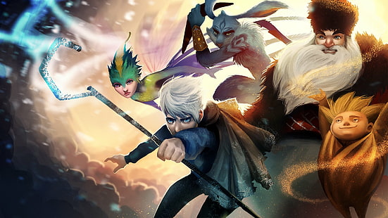 Film, Rise Of The Guardians, E. Aster Bunnymund, Jack Frost, North (Rise Of The Guardians), Sandman (Rise of the Guardians), Tooth (Rise Of The Guardians), Sfondo HD HD wallpaper