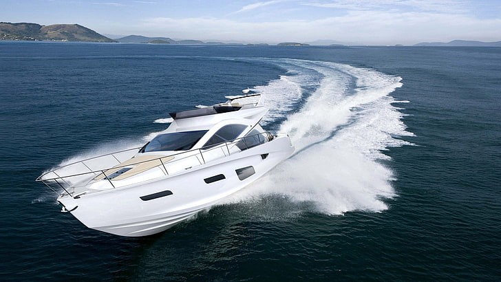 Intermarine Luxus Yacht-Fotografie Desktop Wallp .., weiß Schnellboot, HD-Hintergrundbild