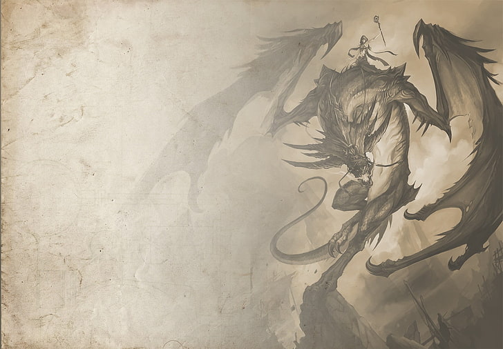драконова илюстрация, Dragon Wings, Dragon Age, Morrigan (герой), HD тапет