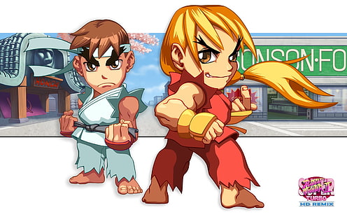 Straßenkämpfer Ryu und Ken Illustration, Straßenkämpfer, Ryu (Straßenkämpfer), HD-Hintergrundbild HD wallpaper