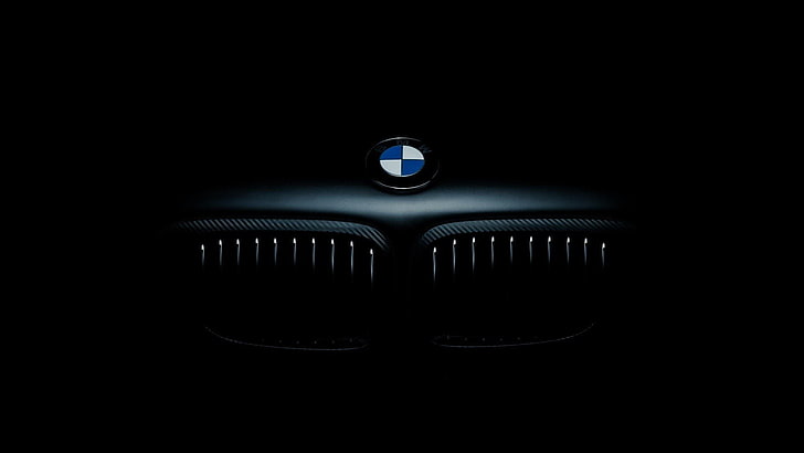 car, logo, BMW, dark, HD wallpaper