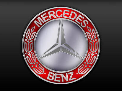 โลโก้ Mercedes-Benz สีแดงและสีเทาโลโก้ Mercedes, วอลล์เปเปอร์ HD HD wallpaper