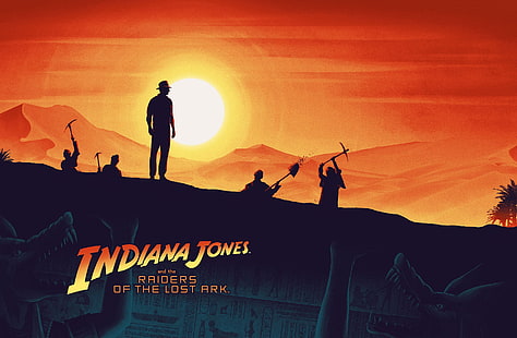 1981 (Anno), film, Indiana Jones, Indiana Jones and the Raiders of the Lost Ark, artwork, Sfondo HD HD wallpaper