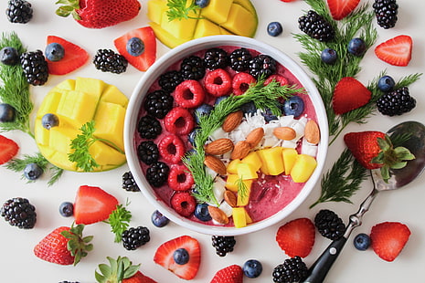 еда, фрукты, ягоды, орехи, HD обои HD wallpaper