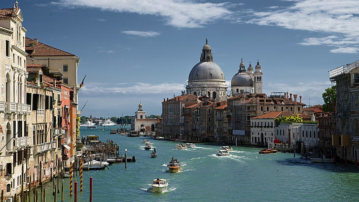 Venecia, Canal Grande, Venecia, Canal Grande, barcos, Fondo de pantalla HD