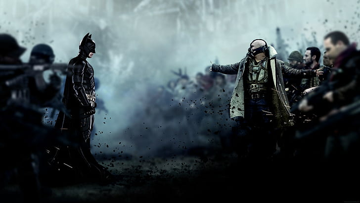 The Dark Knight Rises, Bane, Tom Hardy, Christian Bale, Batman, Fondo de pantalla HD