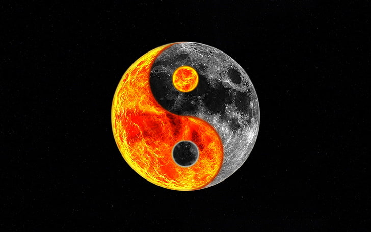 Luna yin yang fotomanipulaciones 1680x1050 Space Moons HD Art, Luna, Yin Yang, Fondo de pantalla HD