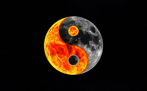 moon yin yang fotomanipulações 1680x1050 Space Moons HD Art, Lua, Yin Yang, HD papel de parede HD wallpaper