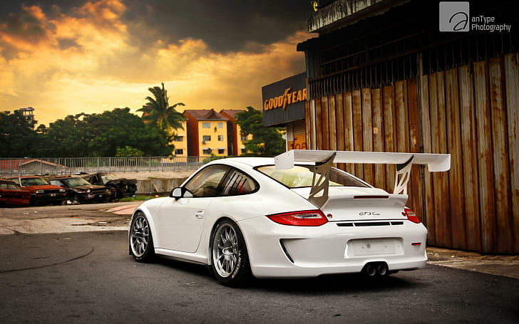 Porsche GT3 Cup, бяло спортно купе, porsche, автомобили, HD тапет
