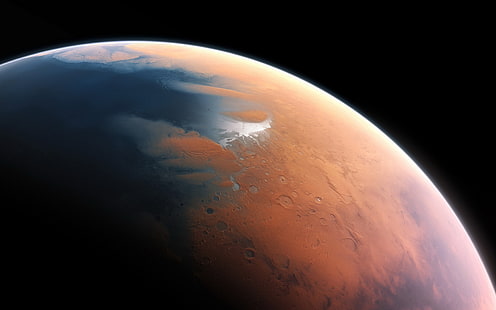 pianeta arancione, spazio, pianeta, Marte, miliardi di anni fa, Sfondo HD HD wallpaper