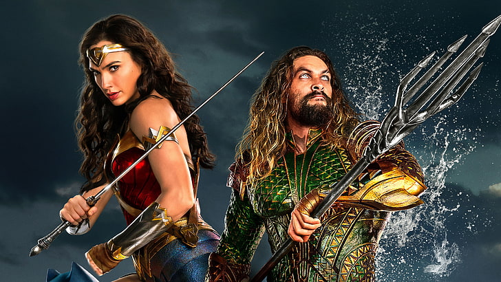 Wonder Woman, Aquaman, Jason Momoa, Gal Gadot, Ligue de la Justice, Fond d'écran HD