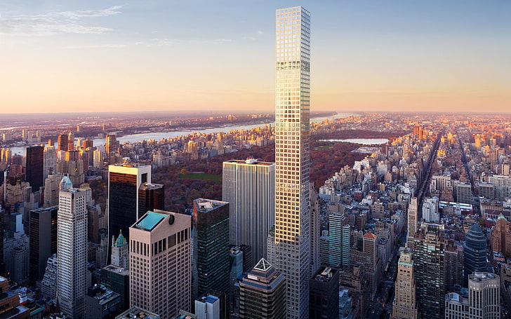 회색 고층 빌딩, 도시, 도시 풍경, 뉴욕시, 스카이 스크 래퍼, 센트럴 파크, 건물, HD 배경 화면