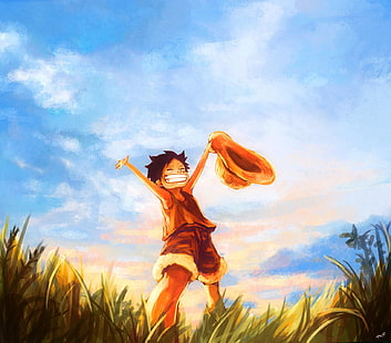 One Piece Luffy painting, Аниме, One Piece, Обезьяна Д. Луффи, HD обои HD wallpaper