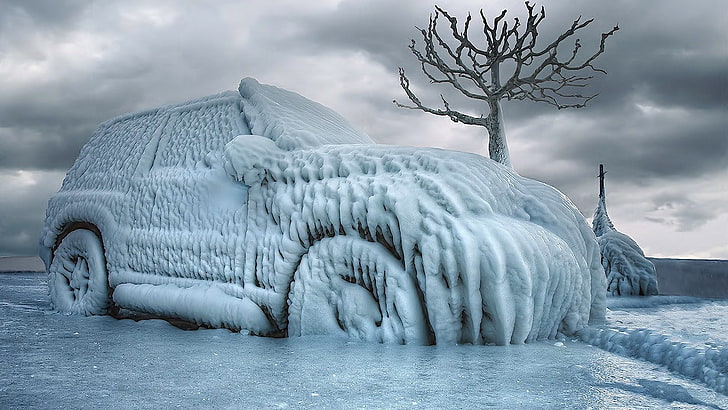 ice, car, HD wallpaper