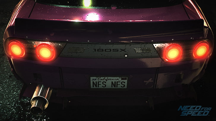 four red taillights, anime, Need for Speed, racing, car, video games, Nissan, Nissan 180SX, HD wallpaper