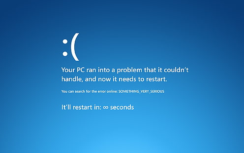 testo bianco su sfondo blu, computer, tipografia, sfondo blu, crash, Sfondo HD HD wallpaper